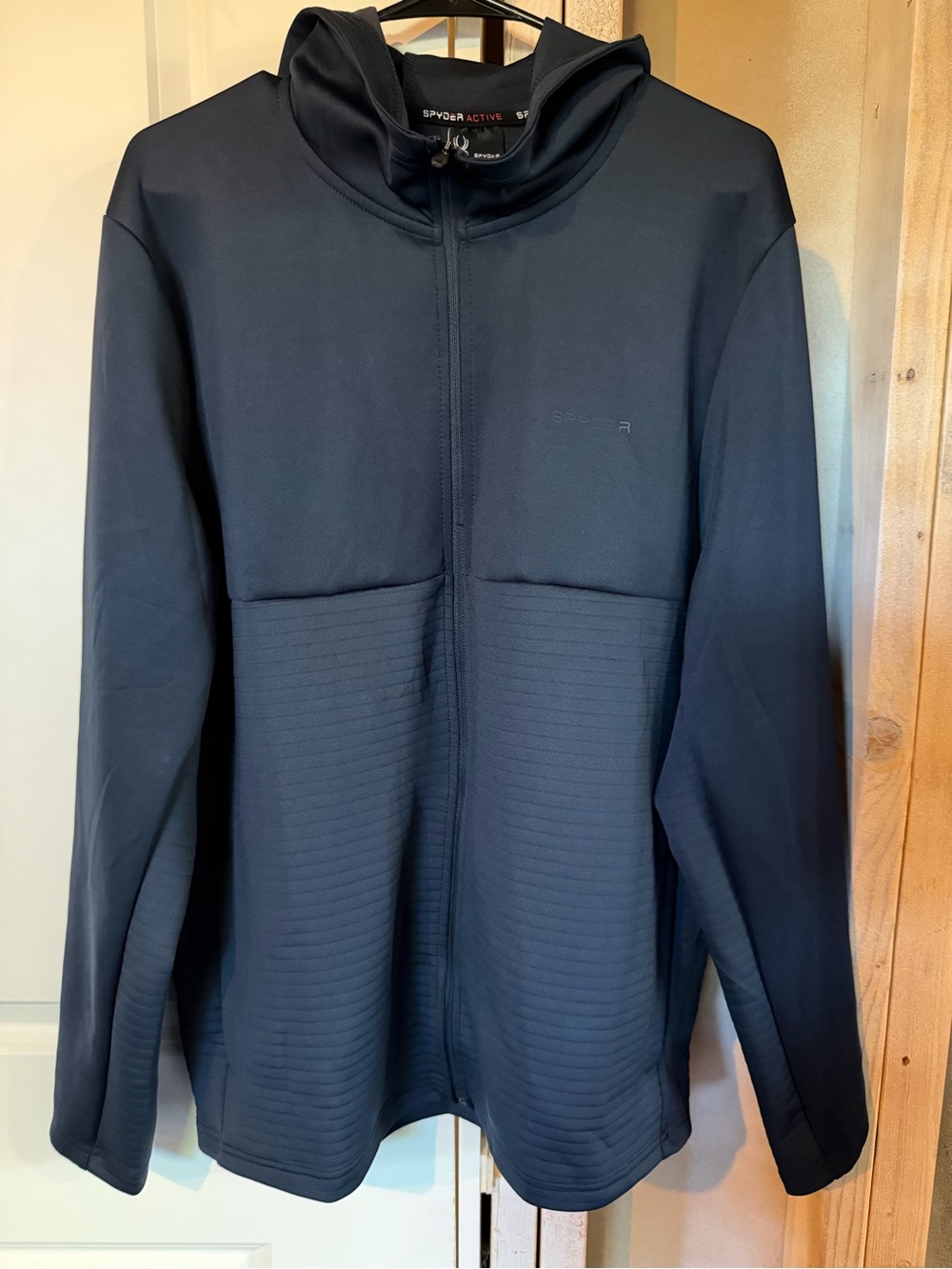 Men’s Navy Blue Spyder Active Full-Zip Hooded Jacket Size Large